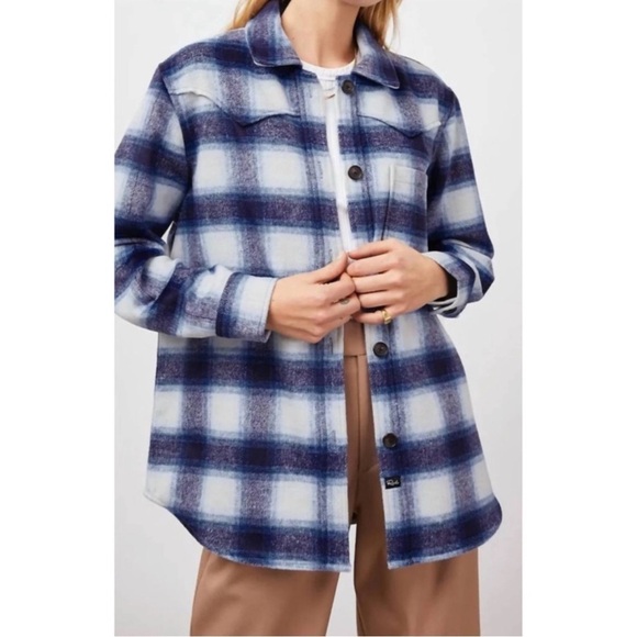 Rails Jackets & Blazers - Rails Tripp Flannel Plaid Shirt Jacket XL Blue Western Shacket Cozy Country Warm